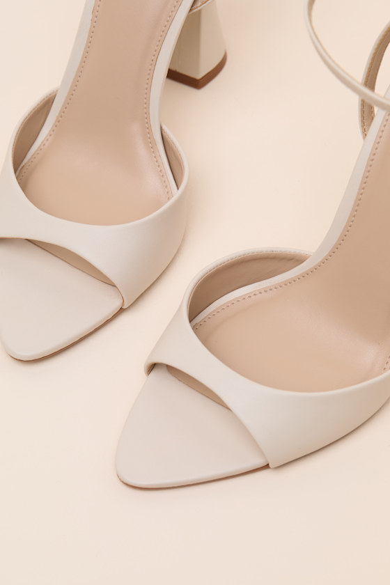 Beki Bone Leather Ankle Strap High Heel Sandals - thumbnail 6