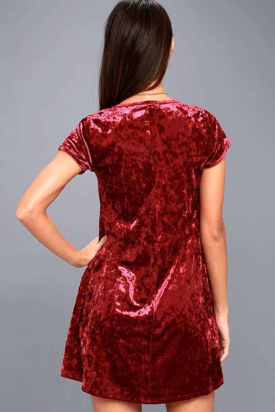 Z Supply Wine Red Crushed Velvet Dress - Swing Dress
