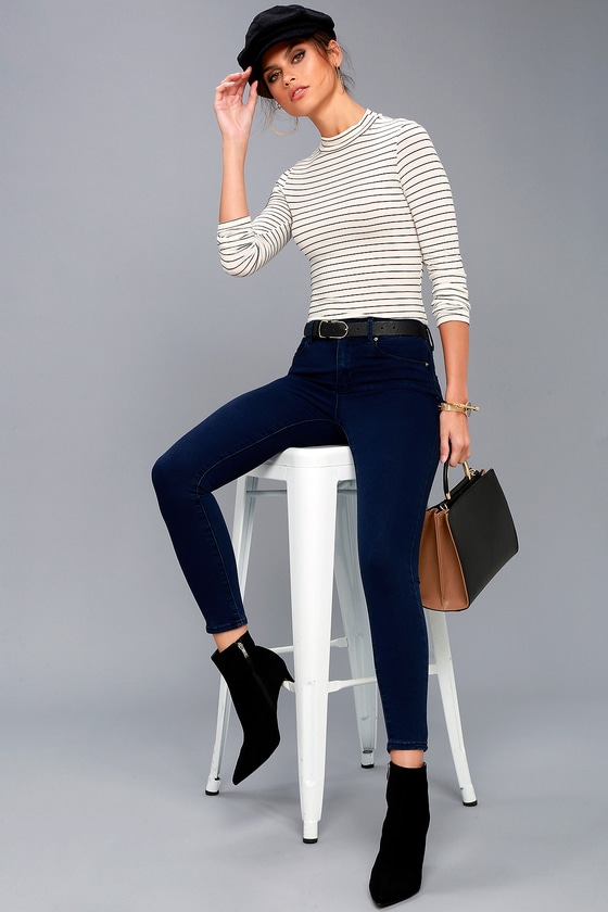 Go On Dark Wash High-Waisted Skinny Jeans