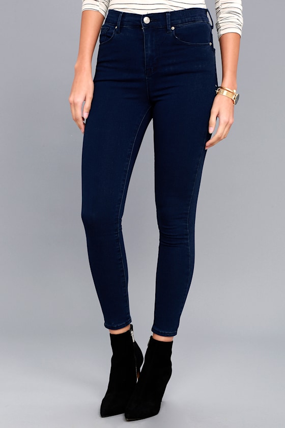Go On Dark Wash High-Waisted Skinny Jeans 8