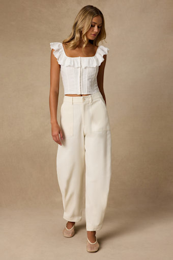Merritt Cream Twill Barrel Leg Pants 1
