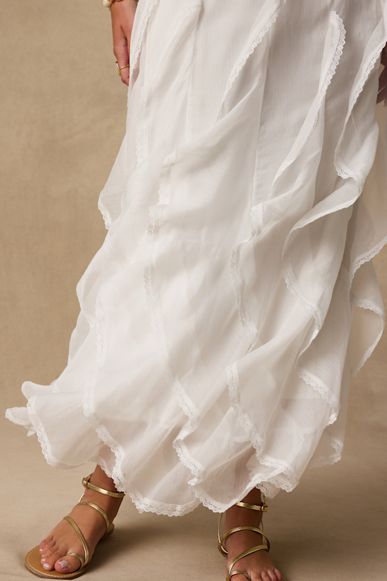Tina White Ruffled Maxi Skirt - thumbnail 4