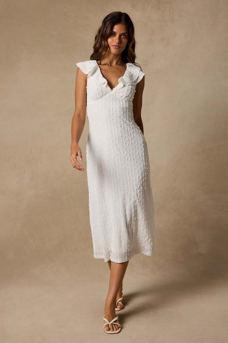 empire waist white dress Textured Ruffled Midi | Womens | X-Small (Available in M) | 100% Polyester Size:UK 20 / US 16 / EU 48 Amelius Kenzie Cotton Drill purses Regency era so you can spend