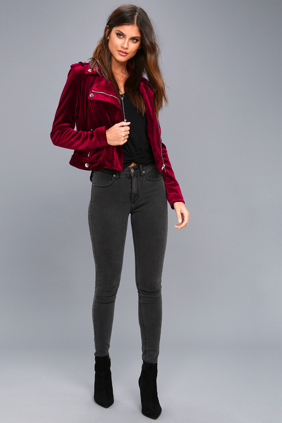 Red velvet sales moto jacket