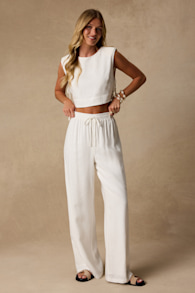 Irida Ivory Drawstring Pants 1