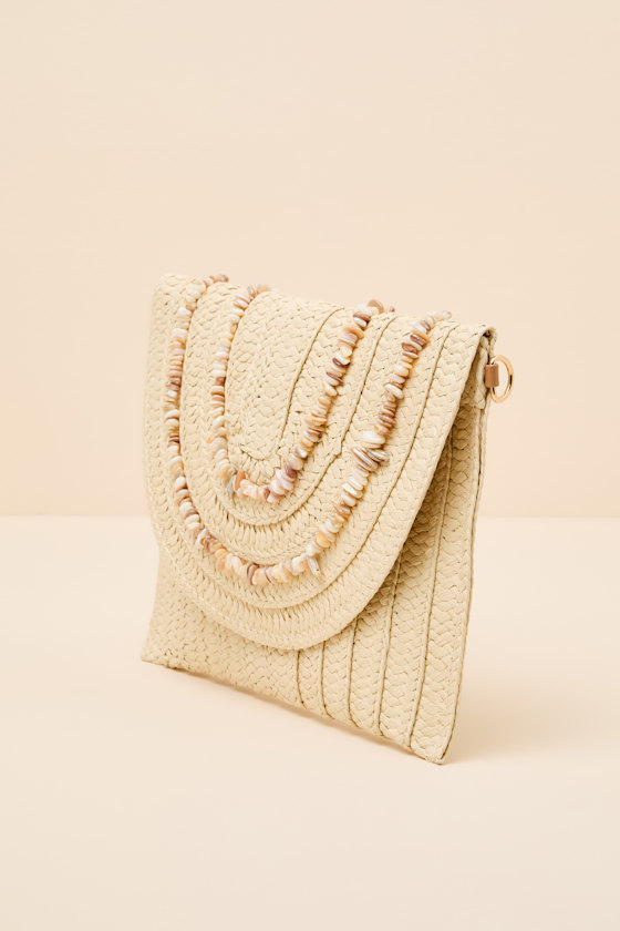 Mala Ivory Raffia Beaded Clutch 2