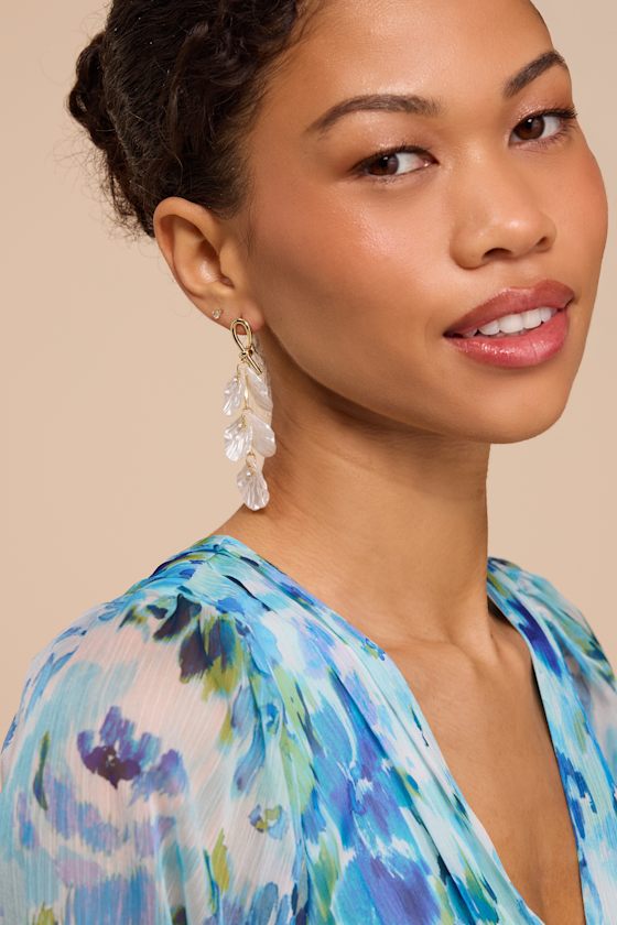 Mary Gold Petal Drop Earrings - thumbnail 3
