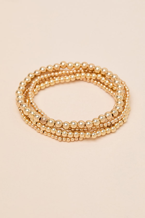 Harlow Gold Beaded Five-Piece Bracelet Set - thumbnail 4