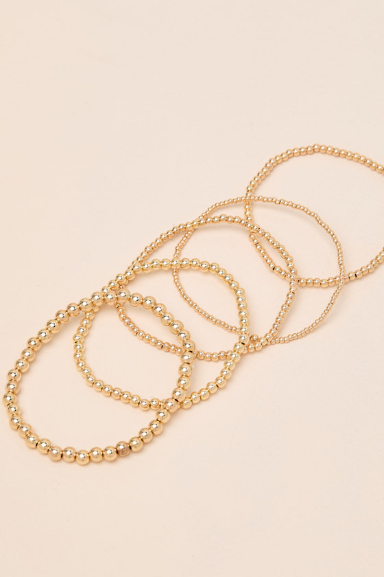 Harlow Gold Beaded Five-Piece Bracelet Set - thumbnail 5