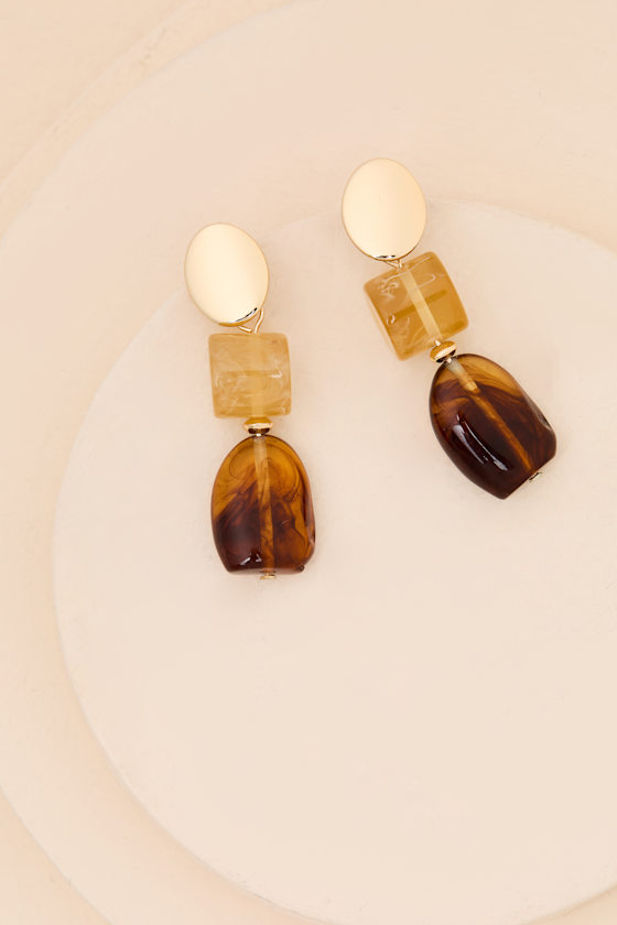 Lang Brown Multi Beaded Drop Earrings - thumbnail 4
