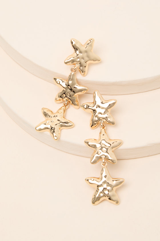 Damietta Gold Starfish Drop Earrings 2