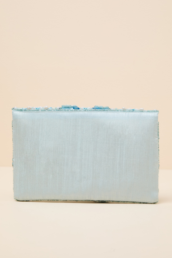 Marlea Light Blue Sequin Floral Crossbody Clutch - thumbnail 5