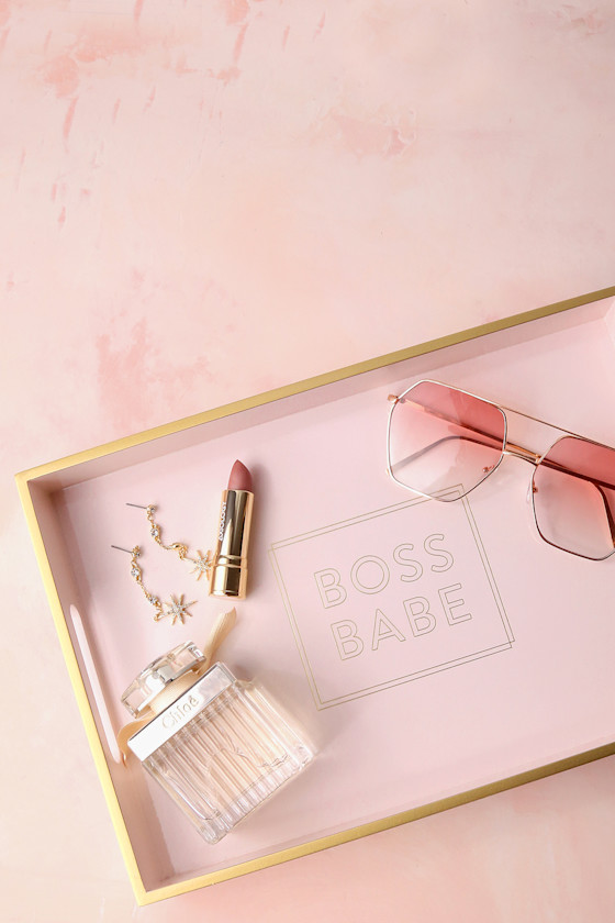 Boss Babe Gold and Blush Pink Lacquered Tray 5