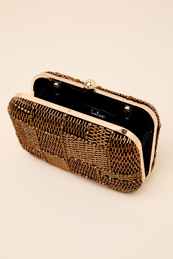 Cameli Brown Beaded Crossbody Clutch - thumbnail 5