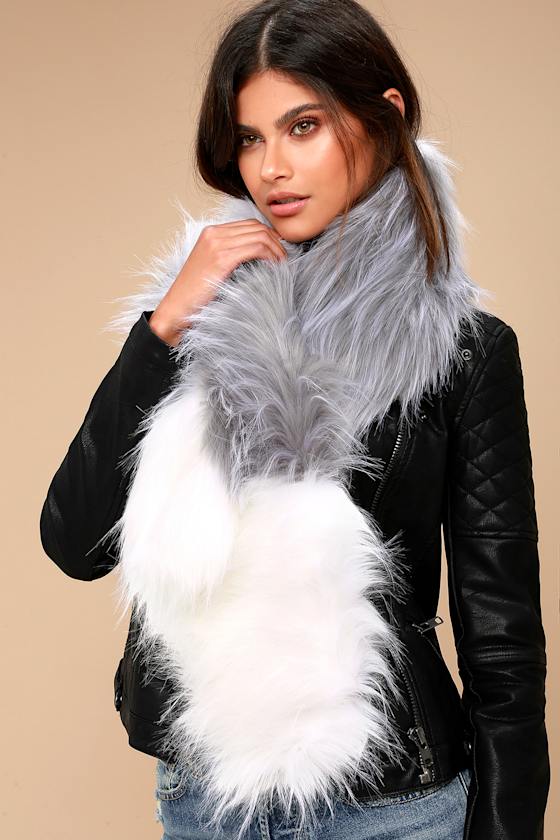 Grey Fur Scarf main image 1