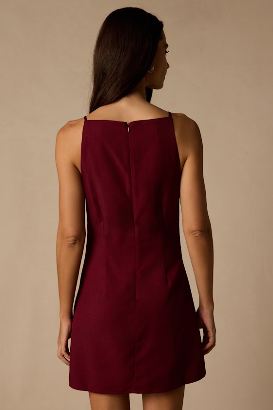 Chic Ease Wine Red Sleeveless Mini Dress 2