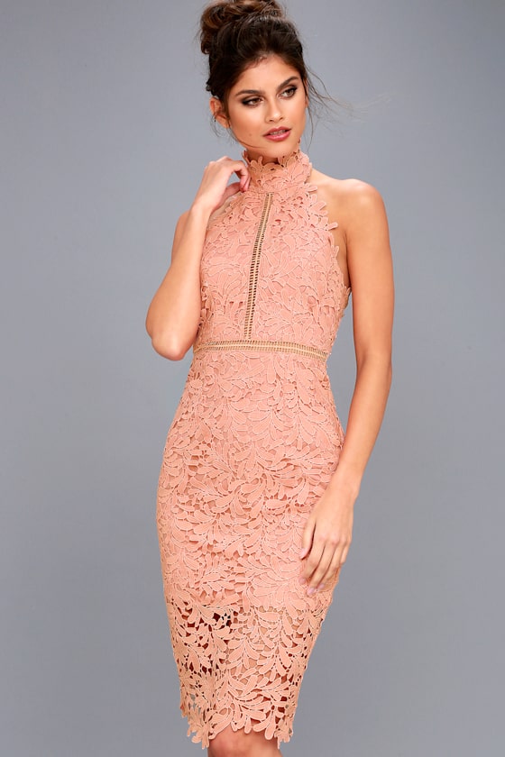 Divine Destiny Blush Lace Midi Dress 3