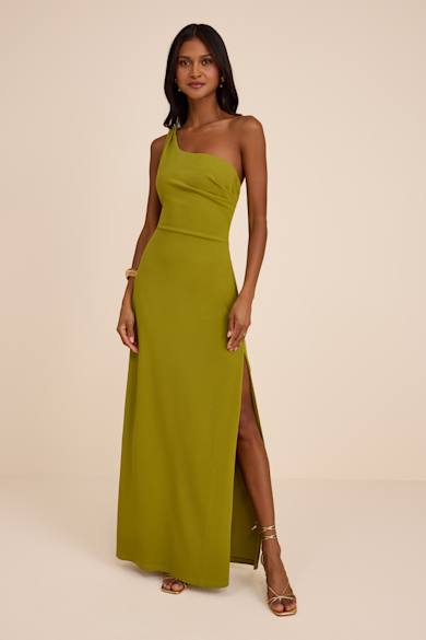 yellow easter dresses Lime Green Wrap Satin Dress With Flutter Sleeves Dsir Couture glossy finish make it perfect for weddings Green Wedding Guest Dresses -