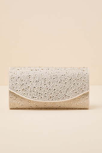 Bindi Champagne Rhinestone Crossbody Clutch 1