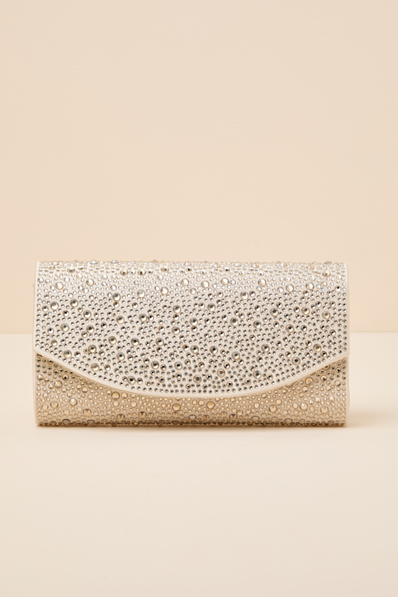 Bindi Champagne Rhinestone Crossbody Clutch 1