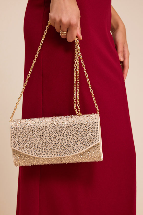 Bindi Champagne Rhinestone Crossbody Clutch - thumbnail 3