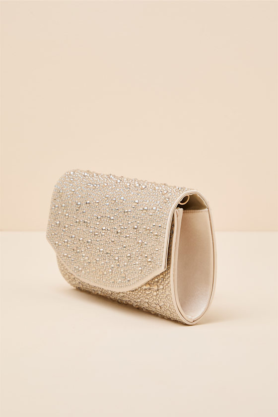 Bindi Champagne Rhinestone Crossbody Clutch 2