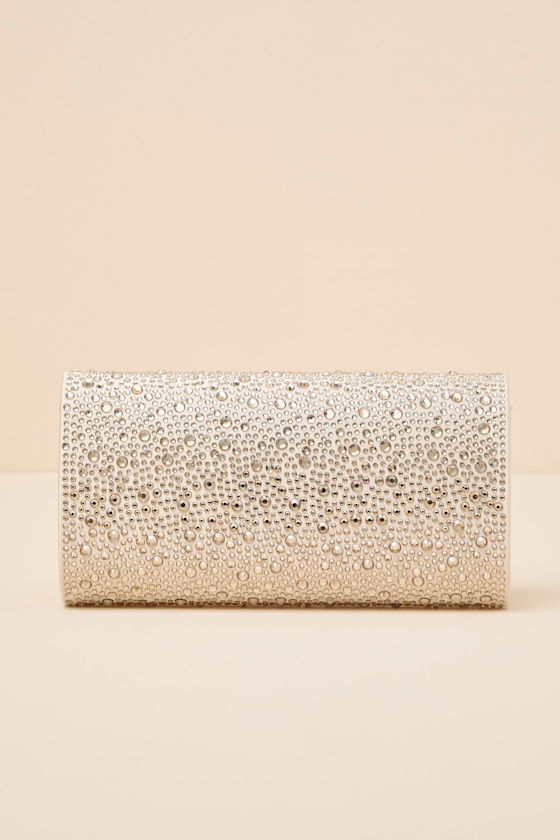 Bindi Champagne Rhinestone Crossbody Clutch - thumbnail 5