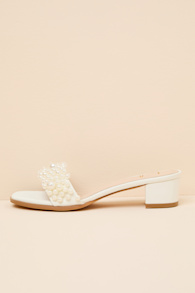 Adelaide Bone Pearl High Heel Slide Sandals 1