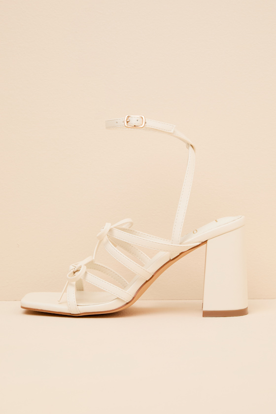 Jennie Cream Strappy Bow High Heel Sandals - thumbnail 2