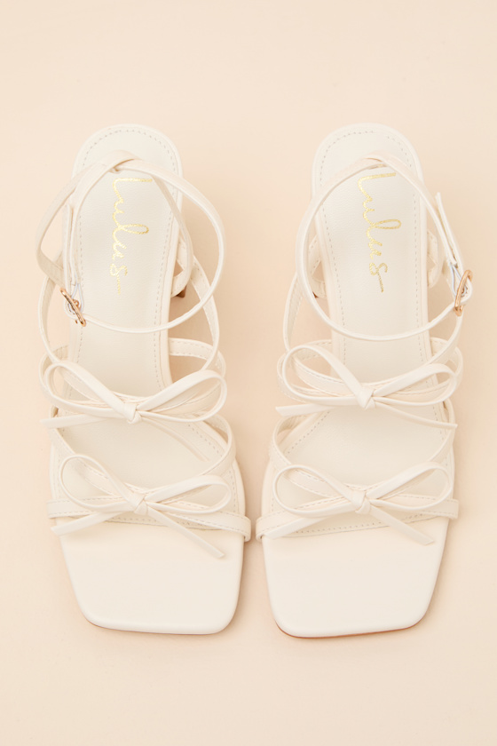 Jennie Cream Strappy Bow High Heel Sandals - thumbnail 4