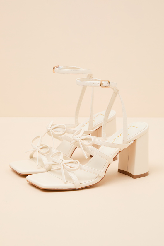Jennie Cream Strappy Bow High Heel Sandals - thumbnail 5