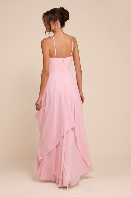 Aletta Light Pink Tiered Halter Maxi Dress 3