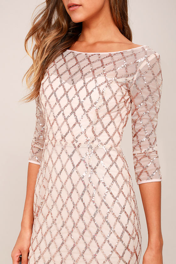 Stunning Sequin Dress Rose Gold Dress Mermaid Dress