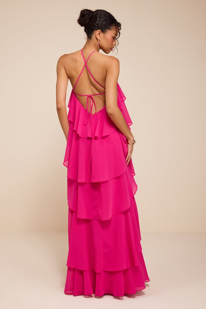 tier and now hot pink dress Lulus | Tiered Shift Maxi | Womens | X-Large (Available in XS, S, M, L) party hot pink dress