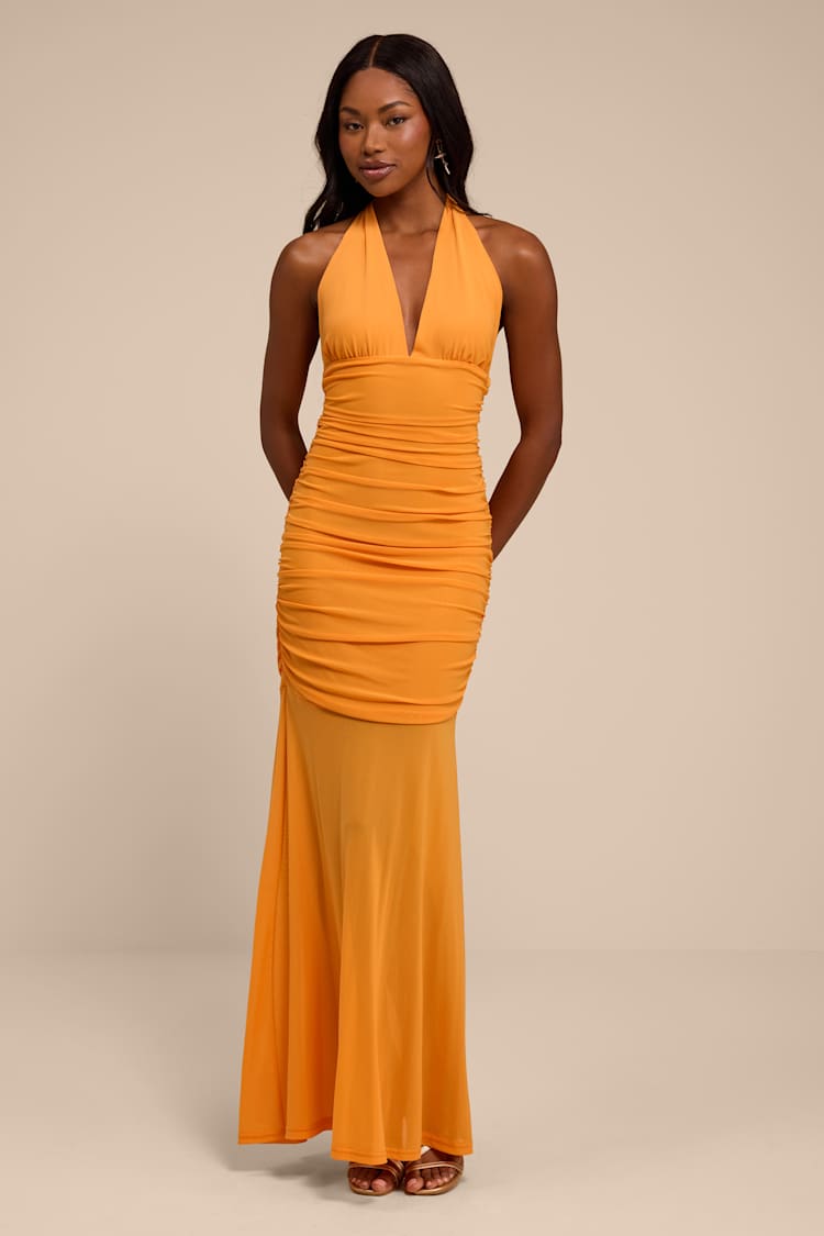 orange color maxi dress Stylish with Fuchsia Block Small flowing silhouette ensures ease of movement Rust Orange Maxi Dress With