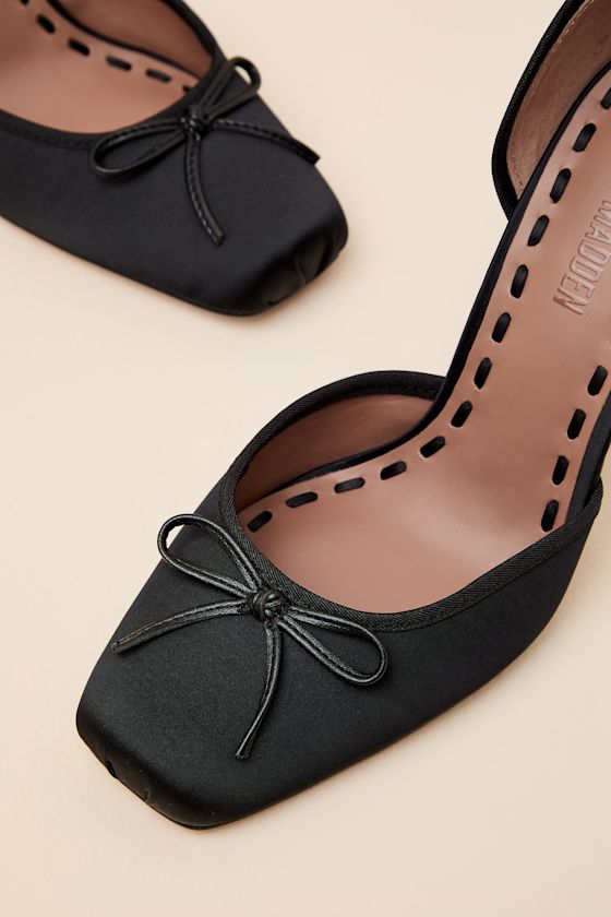 Larina Black Satin Lace-Up Pumps - thumbnail 4