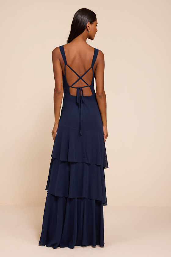 Somerset Navy Tiered Maxi Dress - thumbnail 3