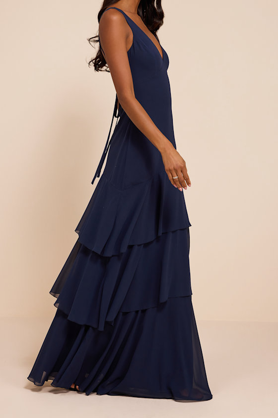 Somerset Navy Tiered Maxi Dress - thumbnail 4
