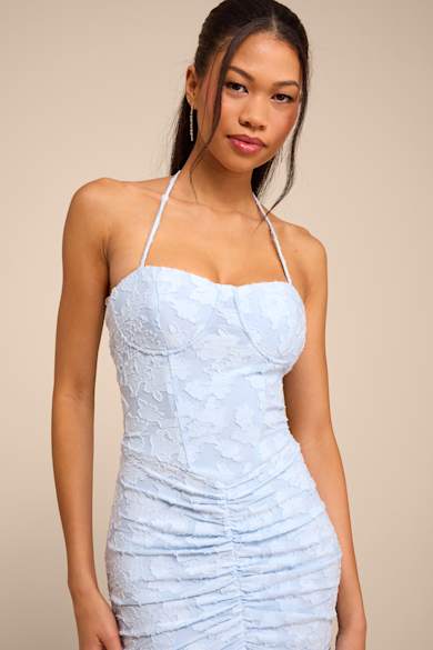 ladies pale blue dress Girls: Think About It Light Midi Dress, (7/8) - The Mint Julep Boutique a romantic style perfect for weddings Summer Dress Pale Blue Ladies