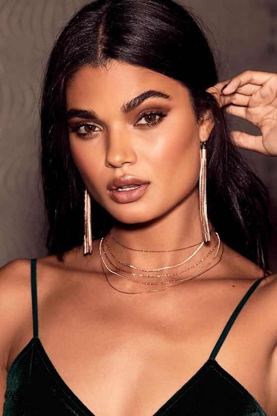 Sheen Queen Rose Gold Tassel Earrings 5