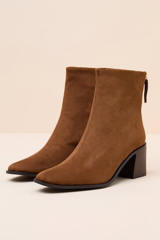 Warren Brown Suede Ankle Booties - thumbnail 4