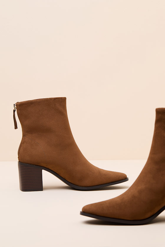 Warren Brown Suede Ankle Booties - thumbnail 6