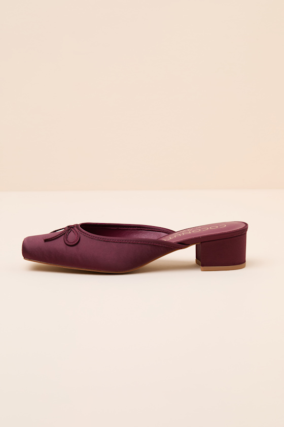 Geneva Fig Satin Low-Heel Mule Pumps 1