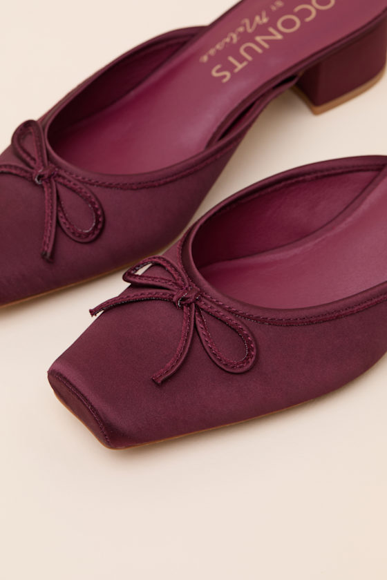 Geneva Fig Satin Low-Heel Mule Pumps - thumbnail 5