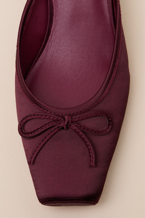 Geneva Fig Satin Low-Heel Mule Pumps - thumbnail 6