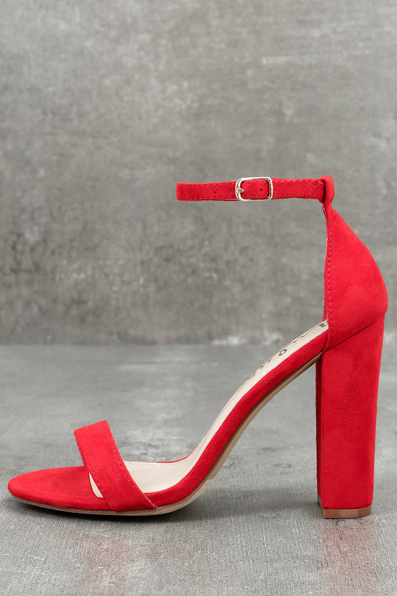 red suede pumps with ankle strap