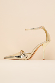 Kellen Gold Patent Ankle Strap Pointed-Toe Pumps 1