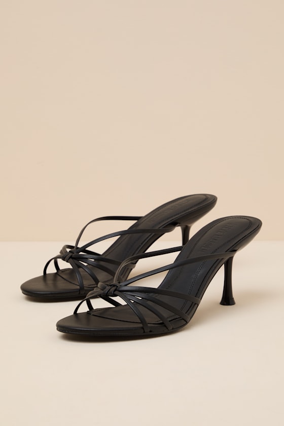 Edna Black Strappy High Heel Sandals - thumbnail 5