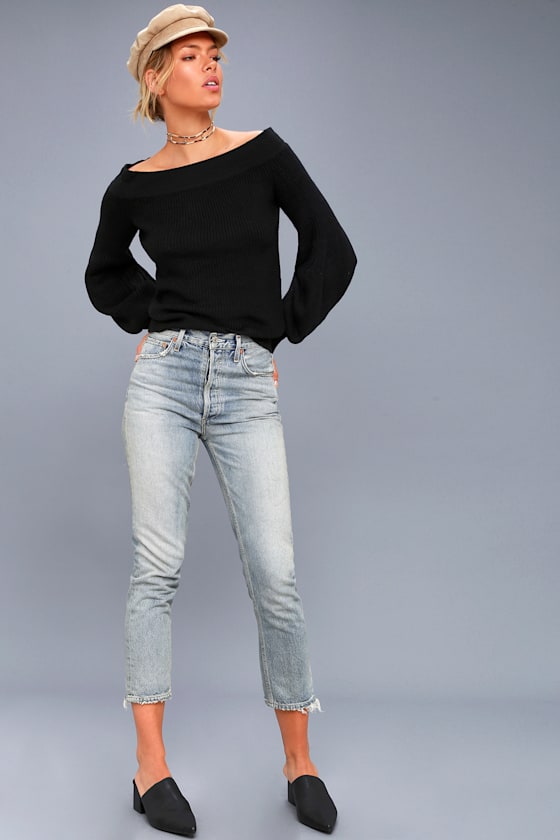 Good Going Black Knit Off-the-Shoulder Sweater 2