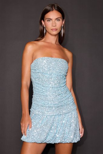 Caia Light Blue Sequin Drop Waist Mini Dress 2